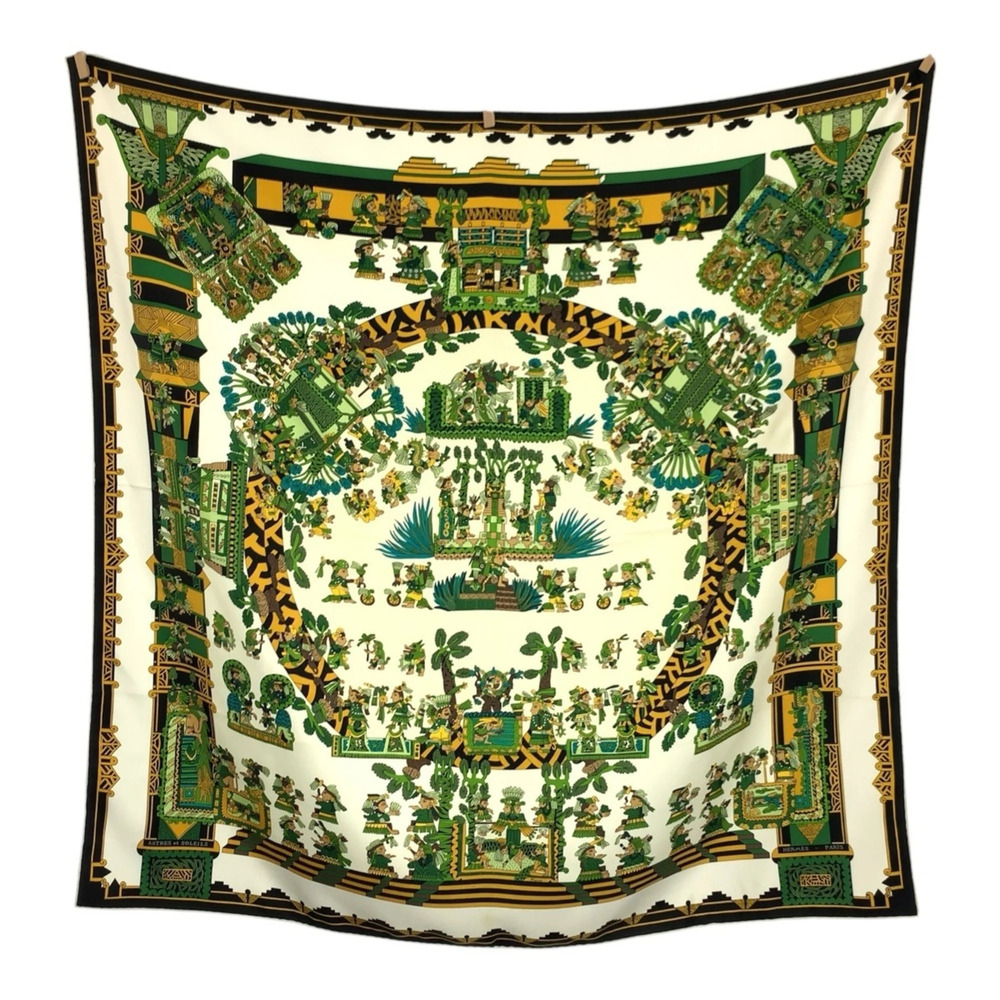 HERMES Green Silk Scarf